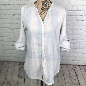 Max Jeans Lightweight Button Down Faded Gray White